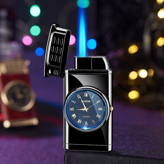 Watch Lighters Straight Inflatable Windproof Creative Electronic Watch Cigarete Lighters High-end Gifts