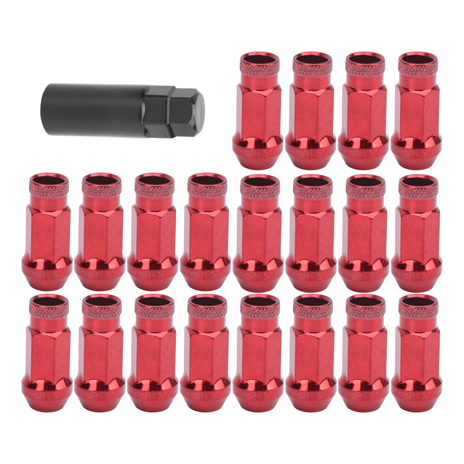 Romeng La 20pcs Wheel Lug Nuts 50BV30 Alloy Steel M12x1.5 Thread High Strength Red Replacement for Mazda