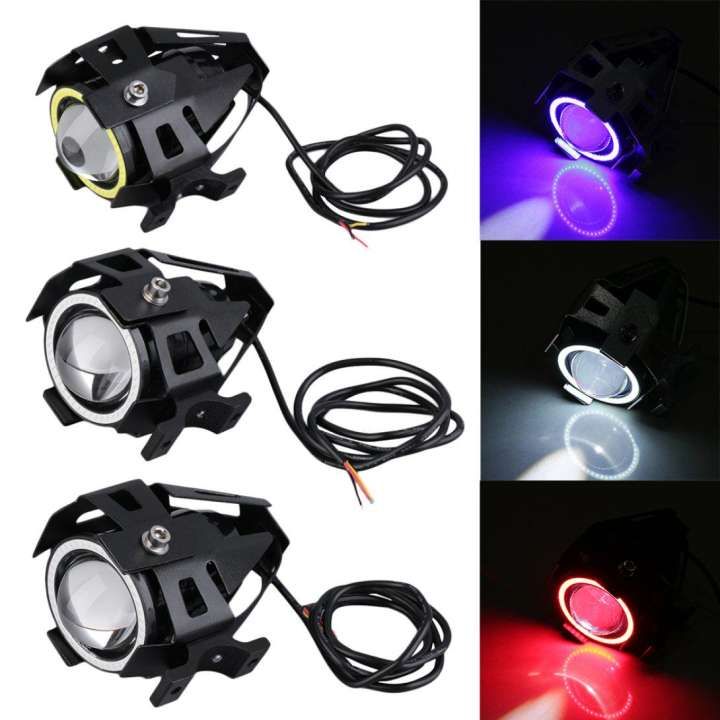 2 PCS 125W 3000LM U7 Motorcycle Bike LED Headlight Fog Spot Light Bulb (White/Blue/Red)