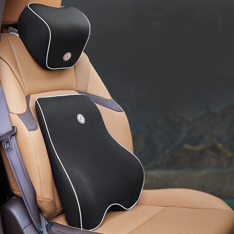 Car Cushion Car Waist Cushion Seat Support Back Pillow Memory Foam- combo pack