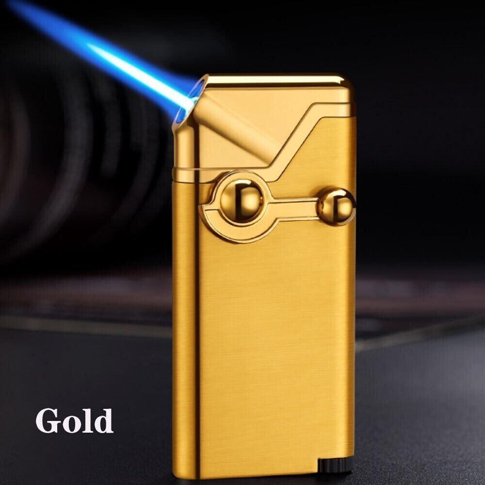2022 New Metal Spray Turbo Inflatable Windproof Gas Lighter Fixed Lock Outdoor Kitchen with Lit Cigar Butane Torch Lighter