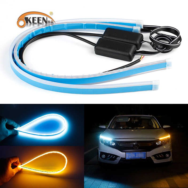 2x Ultrafine 30cm 45cm 60cm drl LED Flexible Tube Style Daytime Running Lights Tear Strip Car front Headlight Turn Signal