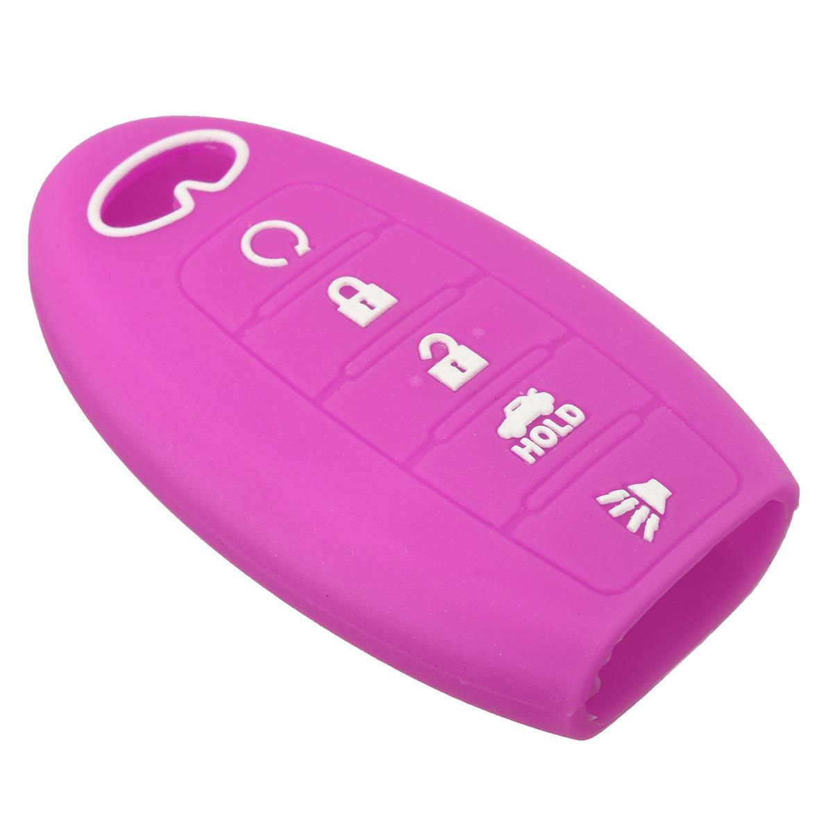 【FlexibleSupply】5 Button Silicone Remote Smart Key Case Fob Cover for INFINITI JX35 QX60 QX80 (Purple)