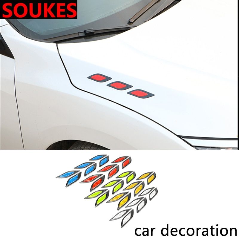 6PCS Reflective Car Hood safety Warning Stickers For Hyundai Creta Tucson Volkswagen VW Golf 6 7 GTI Kia Ceed Rio Sportage 2017