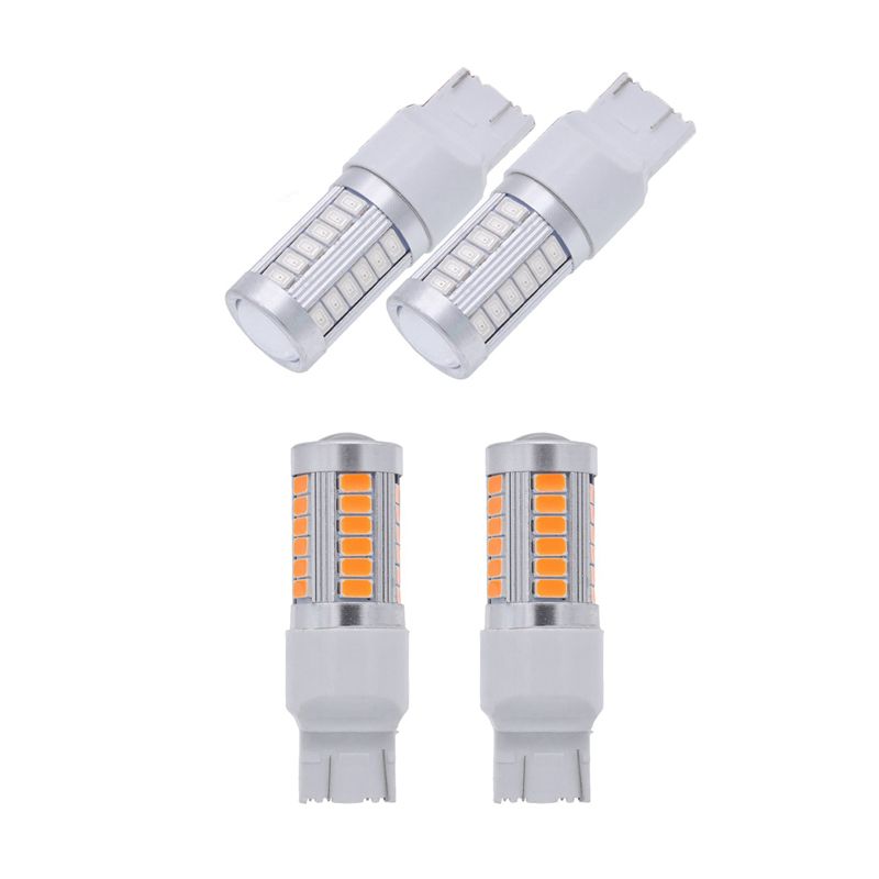 BRADOO- 4Pcs 7443,T20 Led Bulbs 900 Lumens Super Bright Turn Signals Light Brake Stop Parking Light Back Up Reverse Light Tail Light Bulb Dc 12V 3.6W - 2Pcs Yellow Light & 2Pcs Red Light