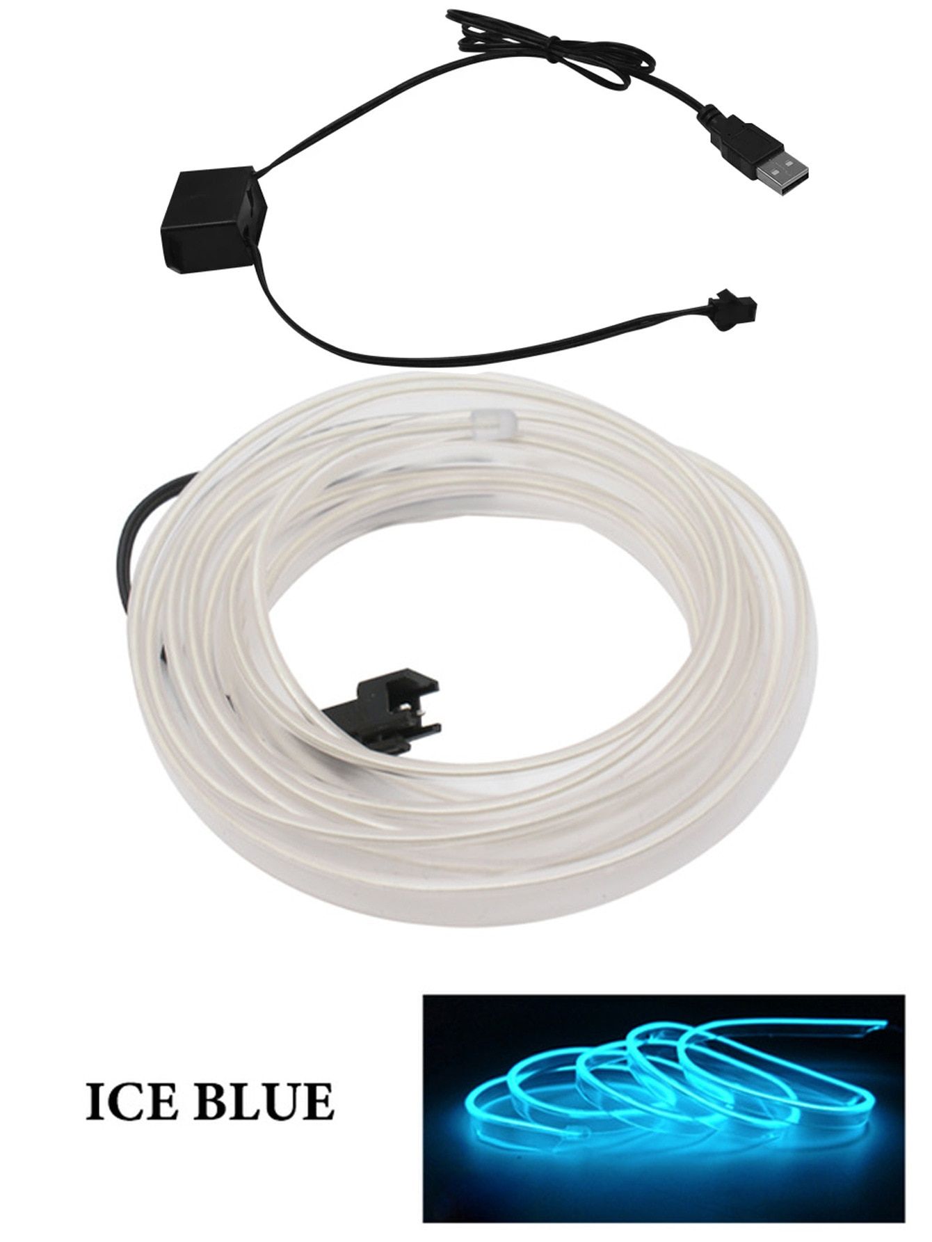 Automobile Atmosphere Lamp Car Interior Lighting LED Strip Decoration Garland Wire Rope Tube Line Flexible Neon Light USB Drive-10M- Drive