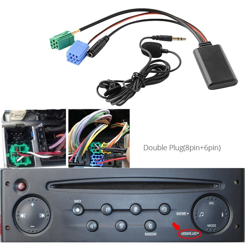 Car Bluetooth 5.0 Aux Cable Microphone Handsfree Phone Free Calling Adapter for Renault 2005-2011