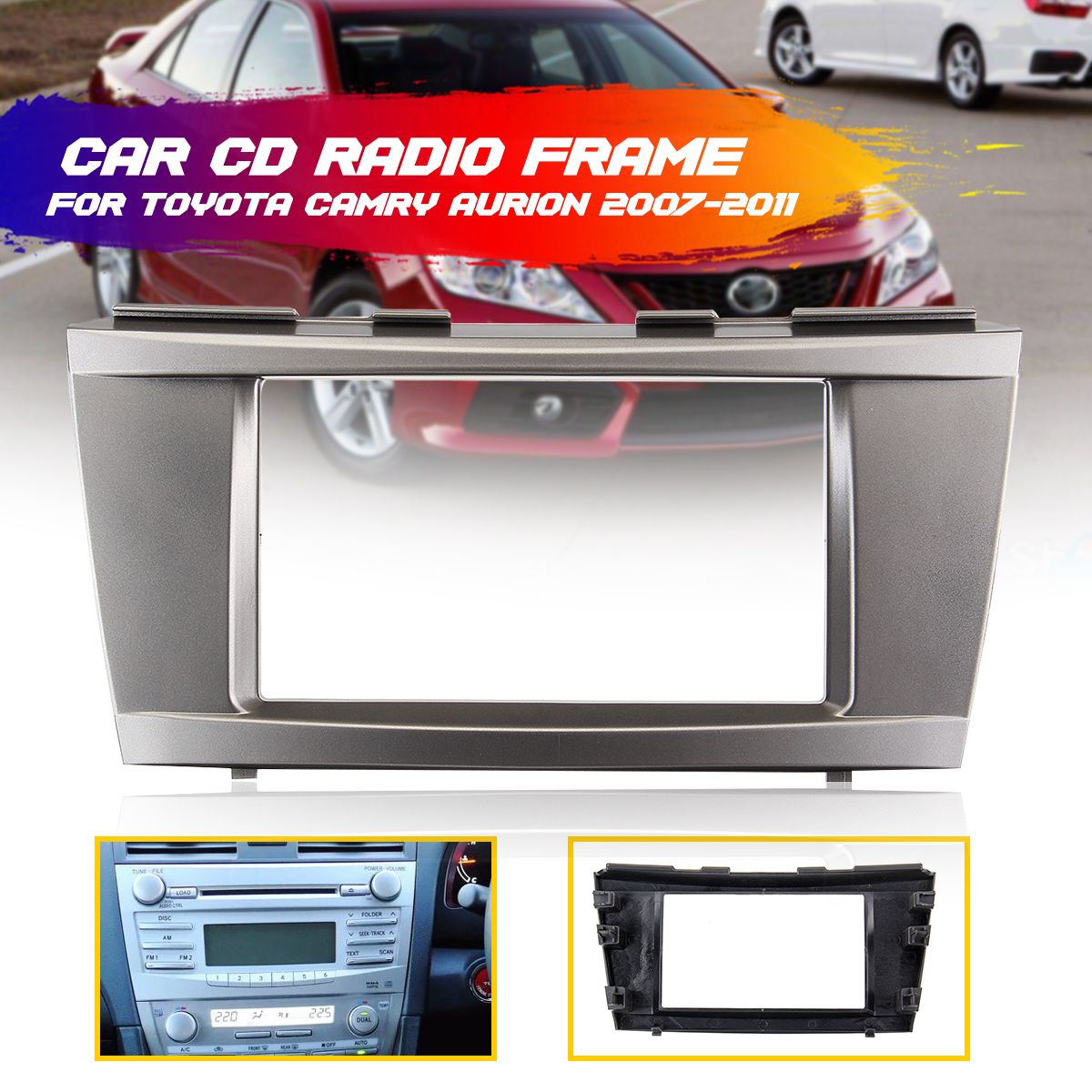 Car Stereo Radio Frame Fascia Trim Panel 2 DIN For Toyota Camry Aurion 07-11 -