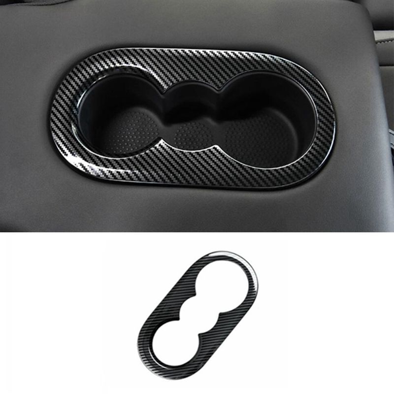 For ID.4 ID4 2021 Carbon Fiber ABS Car Rear Water Cup Holder Cover