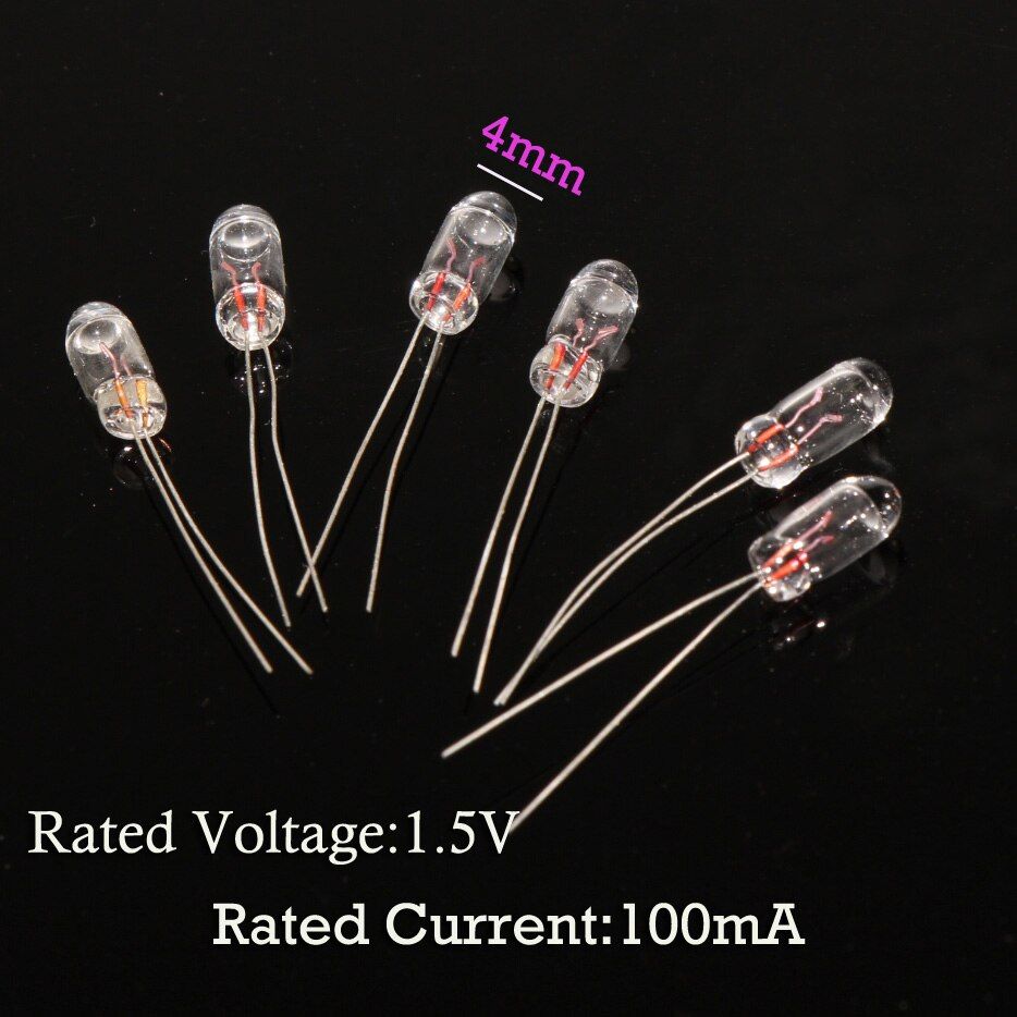 MP09-14W 100PCS Clear 4mm Bulbs 1.5V 3V 6V 100mA /12V 14V 16V 50mA Miniature Grain of Wheat Bulbs Warm White New