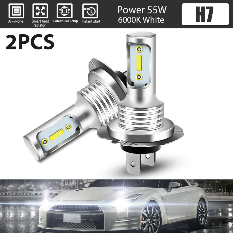 2X H7 LED Headlight 6000K Super White 110W 8000LM Headlight Kit Fog Light Bulbs Kit High Low Beam