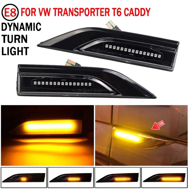 For Transporter T6 Multivan Caddy Car LED Dynamic Amber LED Side Marker Light Turn Signal Blinker