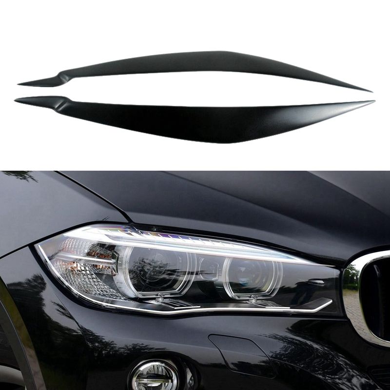 BRADOO- for BMW E71 X6 2008-2015 E70 X5M 2006-2013 Glossy Black Headlights Eyebrow Eyelid Trim Cover Sticker Refitting