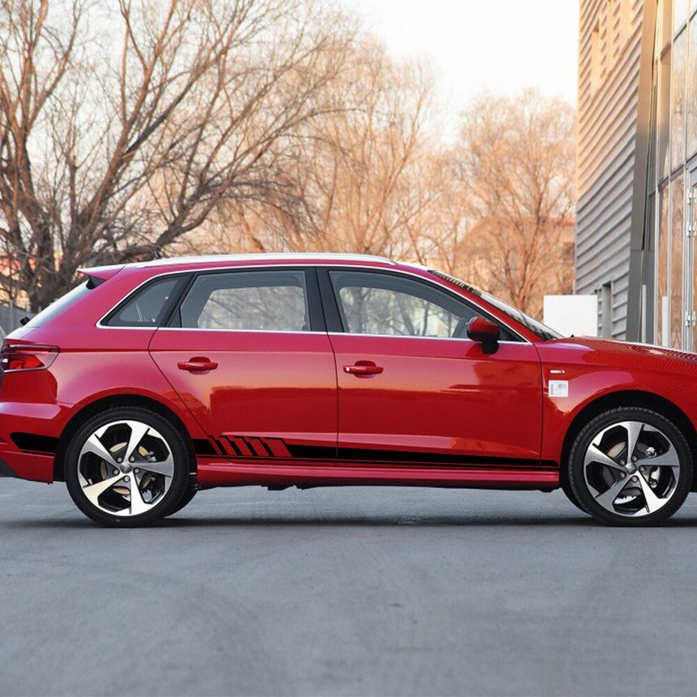 Car Side Skirt Sticker Auto Long Stripe Vinyl Styling Decals For Audi A3 8P 8V A4 B6 B8 B7 A6 C5 C6 C7 Q5 Q7 TT Car Accessories