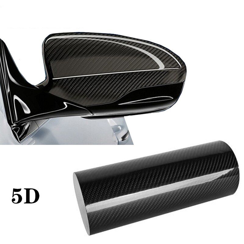 50cmX200cm Black 5D Carbon Fiber Vinyl Film High Glossy Auto Vinyl Wrap Sticker Decal Car Styling Accessories For Bmw Audi Ford