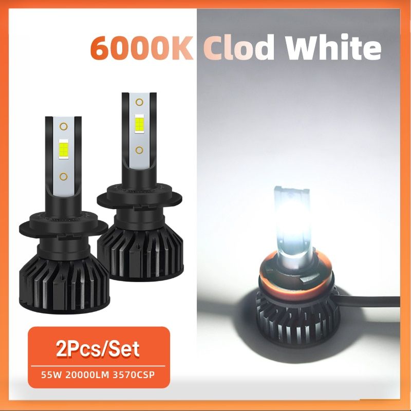 H7 Car Headlight 20000LM 3000K 6000K 8000K HB3 HB4 9005 9006 H1 H8 H4 H11 H9 Bulb Led 3570 CSP C12V 24V-24V FOR CAR CANBUS-9006/HB4