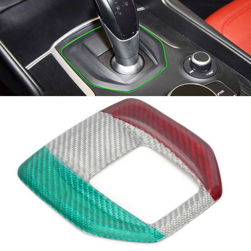 Gear Shift Panel Trim Carbon Fiber Cover Paste Type Fit for Alfa Romeo Giulia 2017‑2019