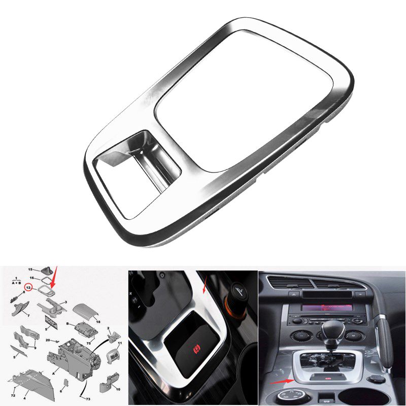 NANLIY-for Peugeot 3008 Chrome Replacement Gear Shift Box Cover Trim Sticker Decoration Frame Interior Accessories