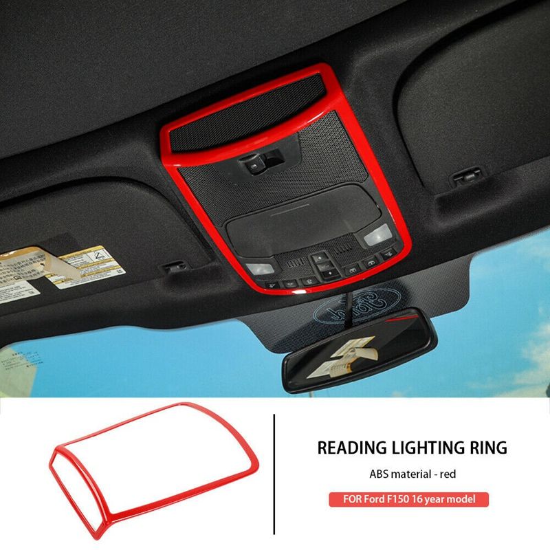 For Ford F150 F-150 2016-2019 Front Reading Light Trim Lamp Decor Cover Ring Frame Red