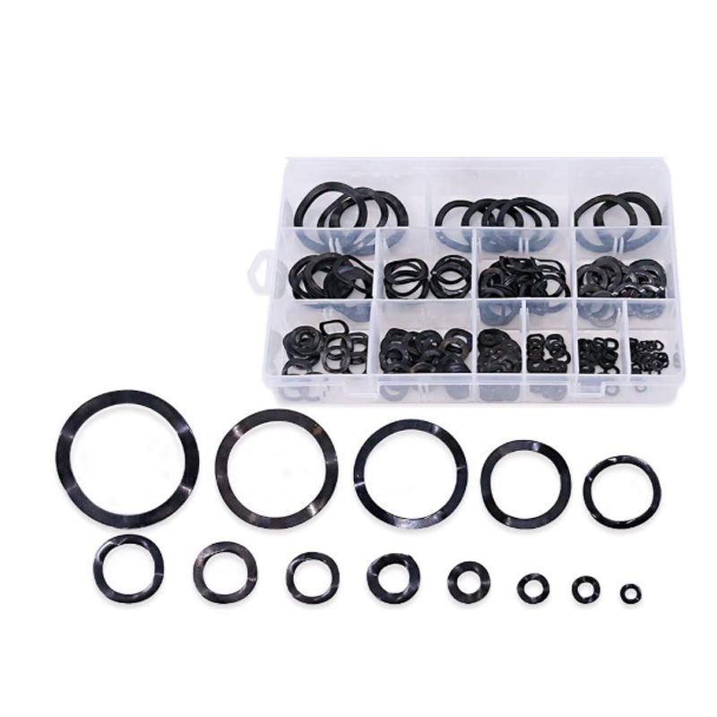 320Pcs Carbon Steel Compression Type Wavy Wave Crinkle Spring Three Wave Washers Assortment Kit