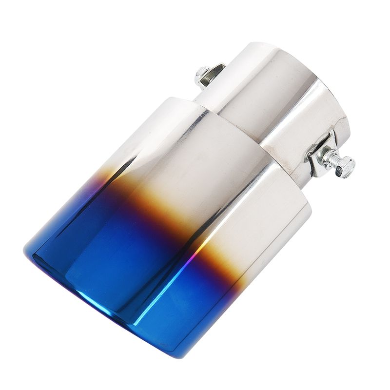 Universal Car Vehicle Exhaust Muffler Steel Tail Pipe:Straight Single Tube(blue)