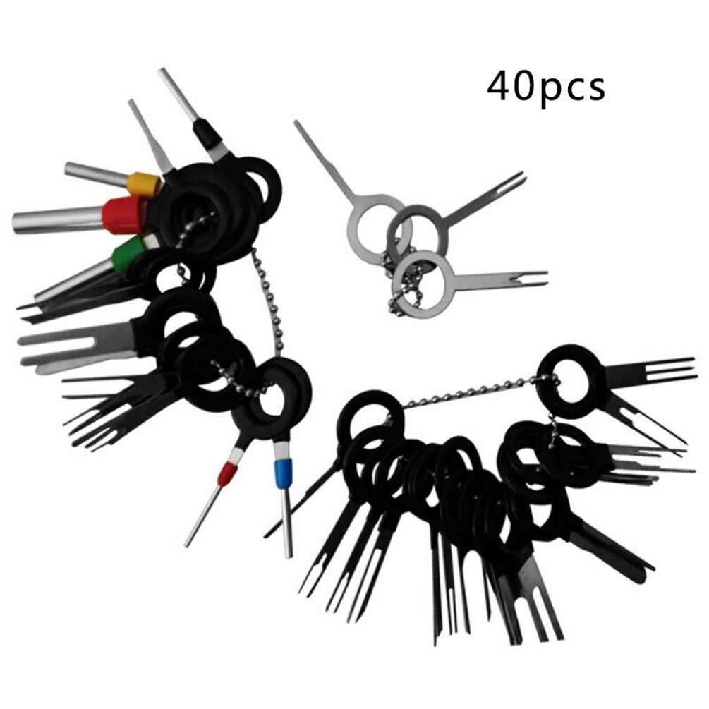 41-pin retractor for car plug terminal removal tool Plastic+Stainless Steel Plug terminal removal tool Needle ejector 41 pcs - black