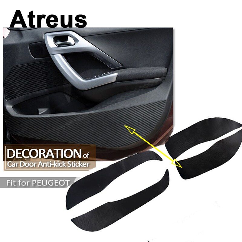 Atreus 4pcs For Peugeot 308 408 301 2008 4008 5008 3008 Dust Proof Protection Car styling 3D Door Anti Kick Pad Mat Stickers