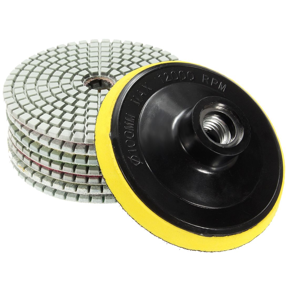 8Pcs Diamond Polishing Pads 4 inch Wet/Dry Set For Granite Stone Concrete Marble