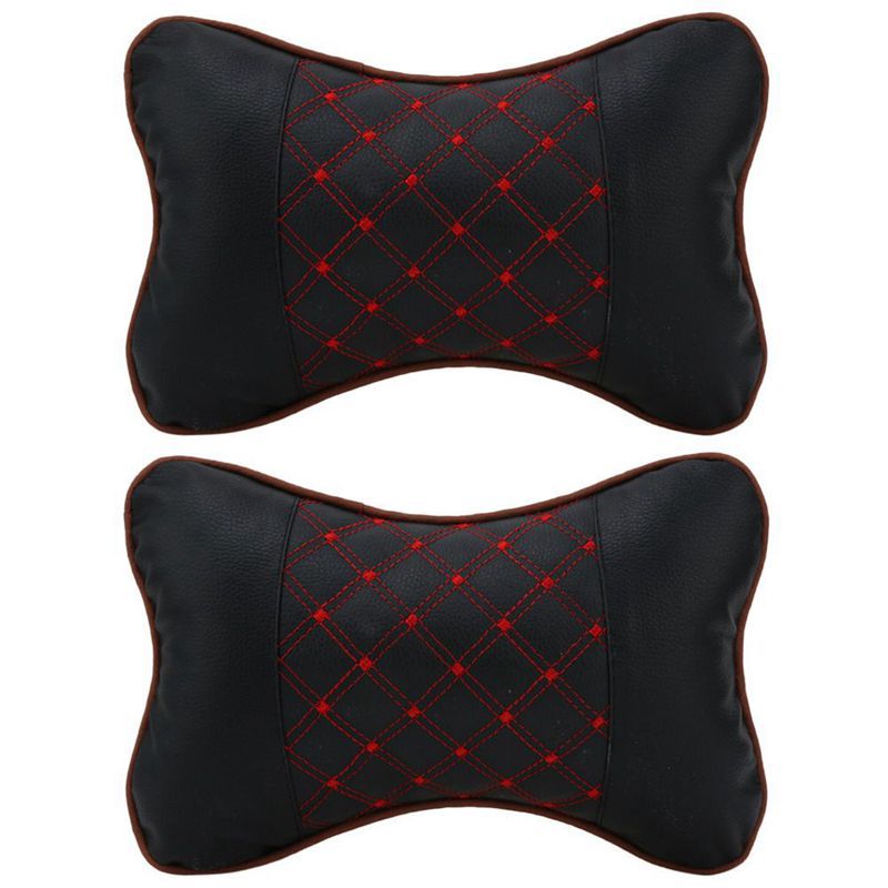 2 Pcs Leather PP Cotton Car Headrest Neck Pillow Auto Seat Cover Head Neck Rest Cushion Headrest Pillow Car Styling Accessaries