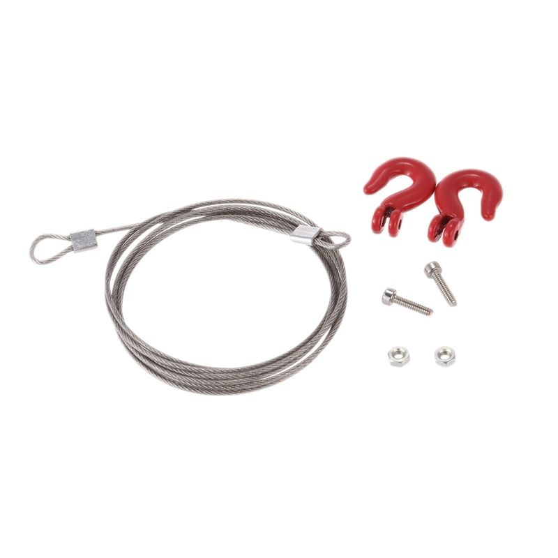 2 Pcs RC Car Part: 1 Pcs 1/10 RC Car Crawler Steel Tow Rope with Hooks & 1 Pcs Hitch Trailer Hook
