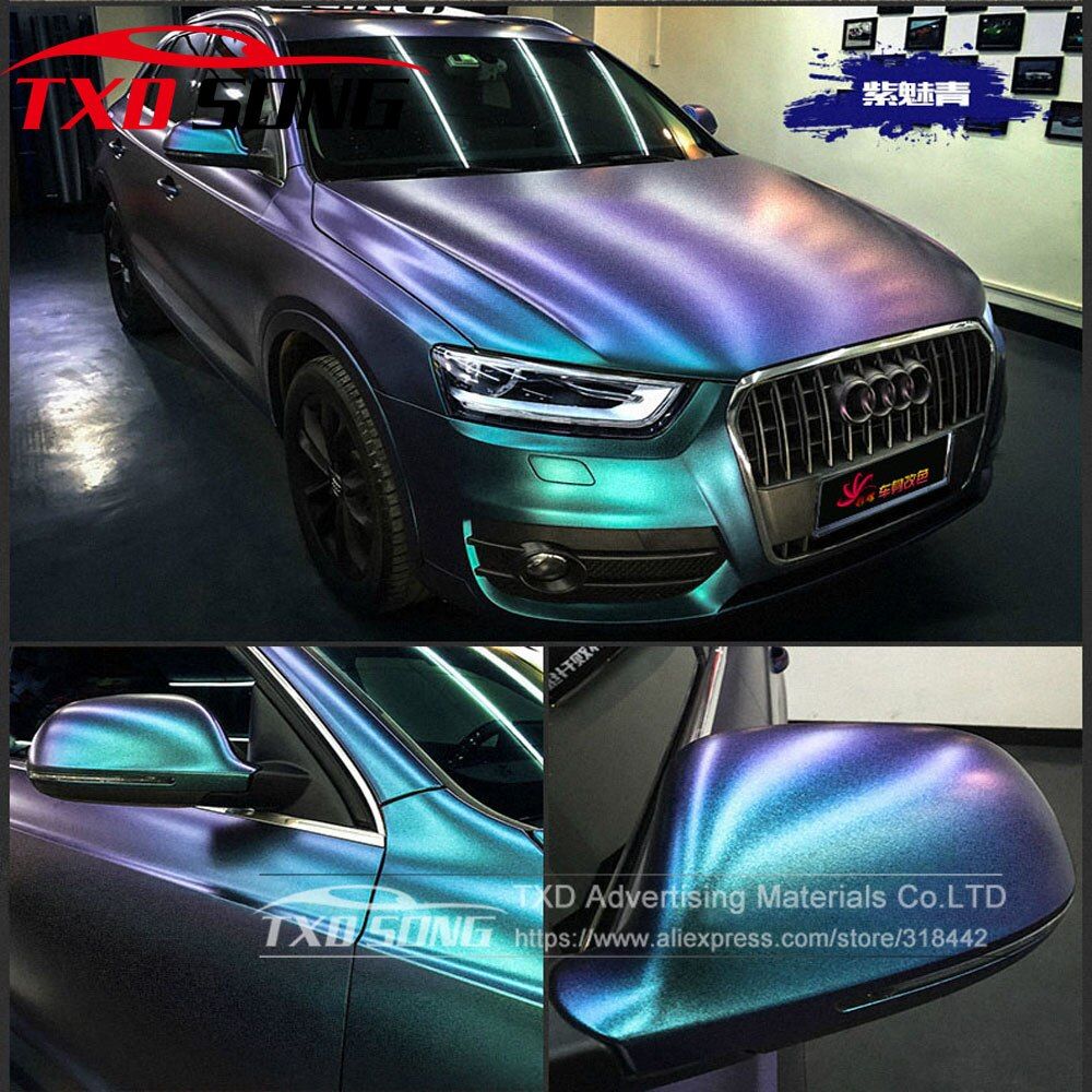Premium quality 3 Layers Matte Chameleon Diamond Glitter Vinyl Wrap Film with air free bubbles  Size: 10/20/30/40/50/60cm x 152