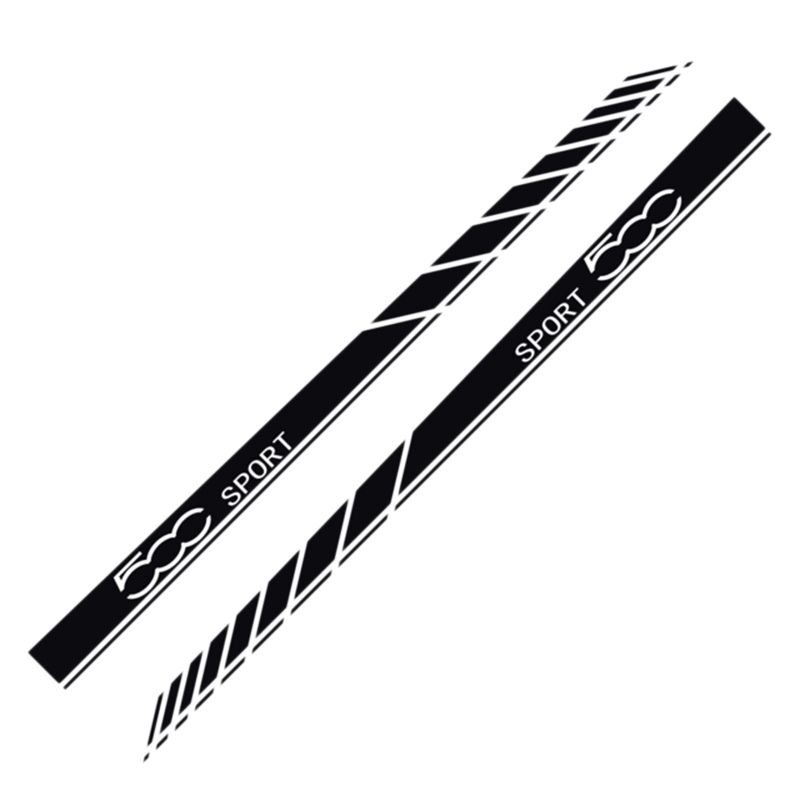 2 Pcs/Lot Car Stickers Body Door Side Skirt Sticker Long Stripes Vinyl Decal for Fiat 500 Car Styling Decoration Black