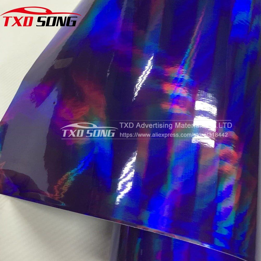 High quality Purple Chrome holographic Vinyl wrap  Rainbow Chrome film 3 Layers holographic sticker Rainbow holographic