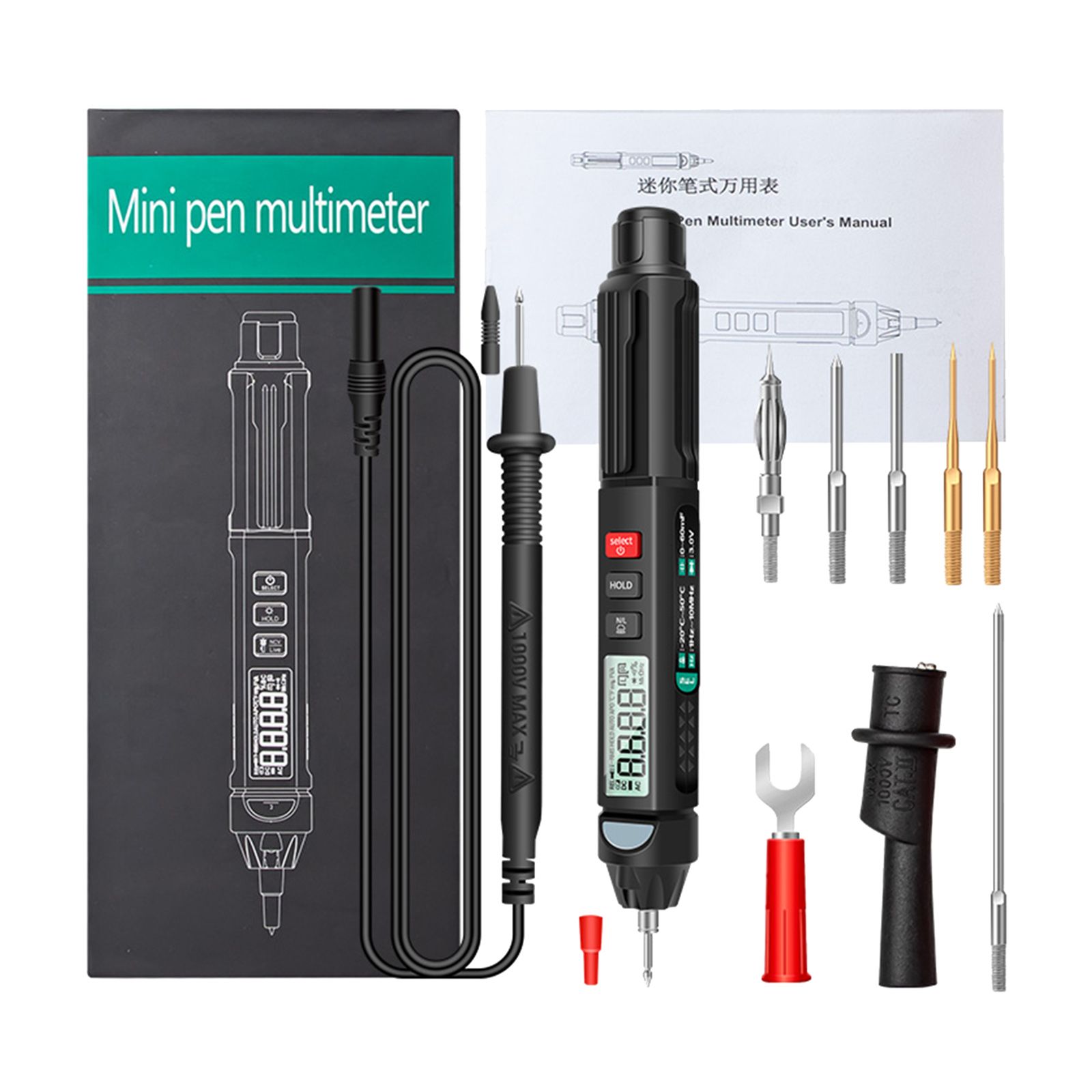 Multimeter Tester 6000 Counts AC/DC Voltage Meter Pen A3007 with Tools Kit