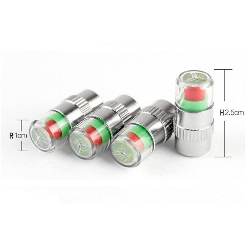 4Pcs/Set Car Tire Valve Cap Tire Pressure Table Tire Gauge Tire Pressure Monitoring Warning Cap