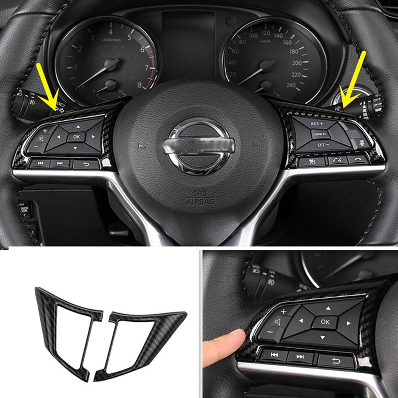 2Pcs Carbon Fiber Steering Wheel Strip Cover Trim for Nissan Sentra 2020 2021