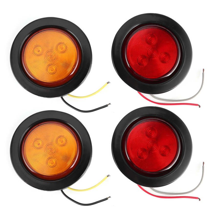 4pcs 2.5in LED Red and Yellow Round Indicator for heavy Truck Trailer Lorry