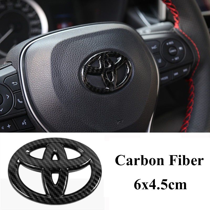 1Pieces For Toyota Camry Corolla Alphard Hilux Vios Innova Yaris rav4 Reiz Car Steering Wheel Center Emblem Sticker Auto Badge Decal Interior Decoration（model:black）