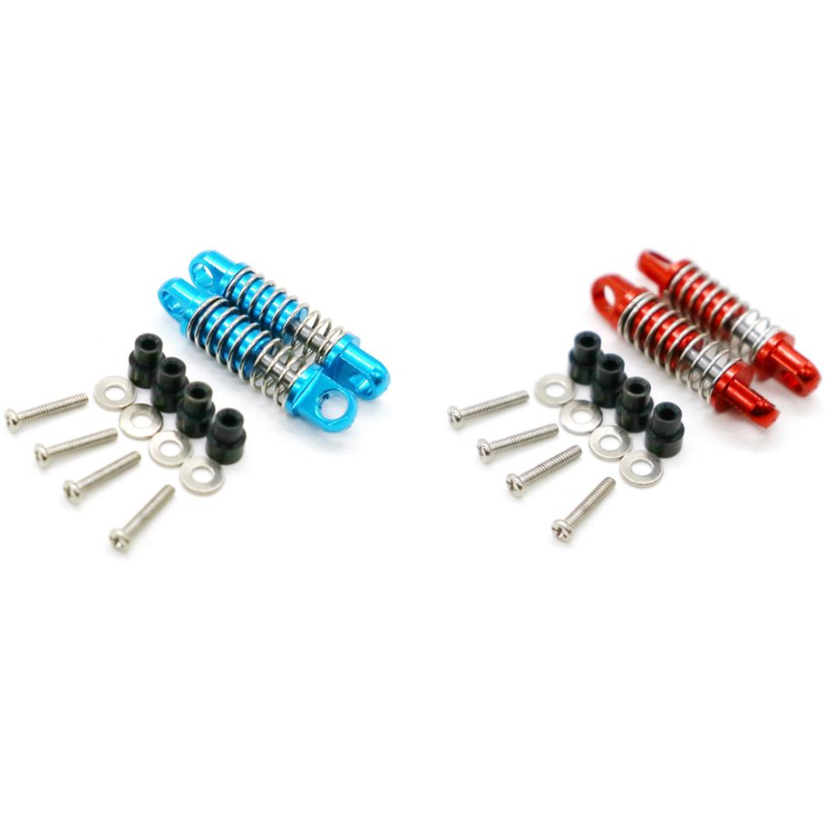 4Pcs 1/28 Rc Aluminum Shock Absorbers for Wltoys Rc Car K969 K989 K999 P929 4Wd - 2Pcs Blue & 2Pcs Red - blue & red
