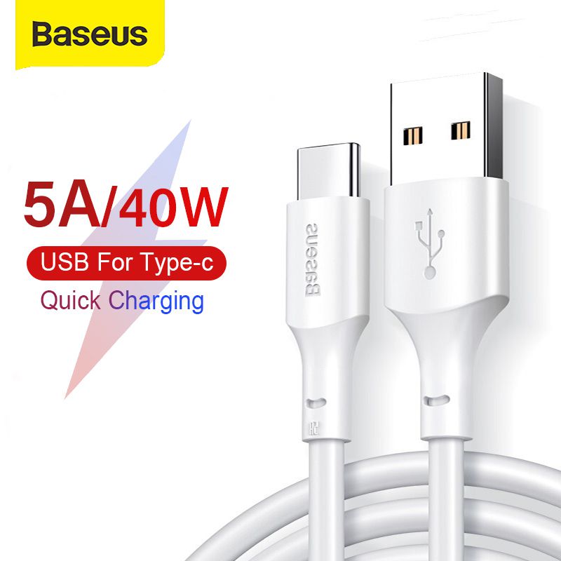 Baseus 5A USB Type C Cable for Huawei P30 Mate 30 Pro Supercharge Quick Charge 3.0 Fast Charging for Xiaomi 9 USB-C Charger Wire