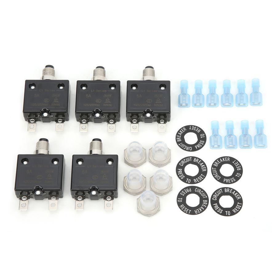 For 5A Thermal Circuit Breaker With Quick Connect Terminals Waterproof Kit Push