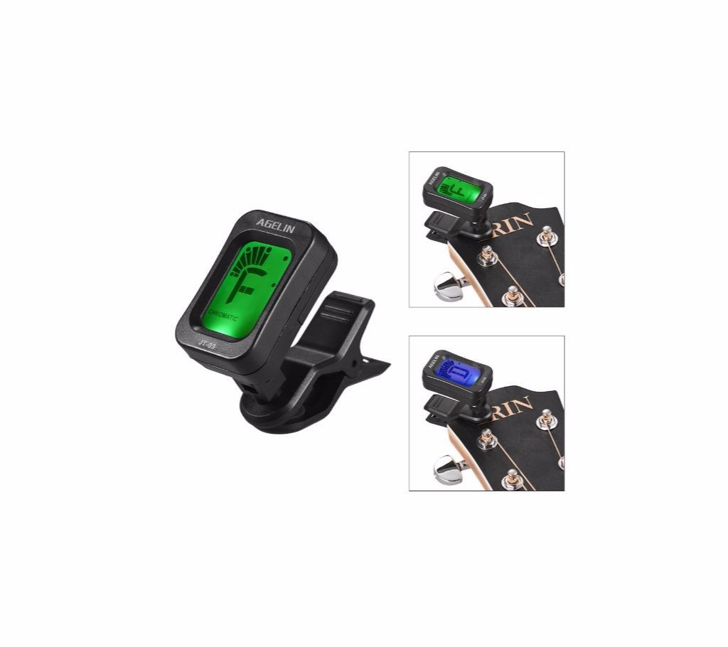 AROMA AT-01A Rotatable Clip-on Tuner LCD Display for Chromatic Guitar Bass Ukulele Violin Portable Digital Tuner Accessories