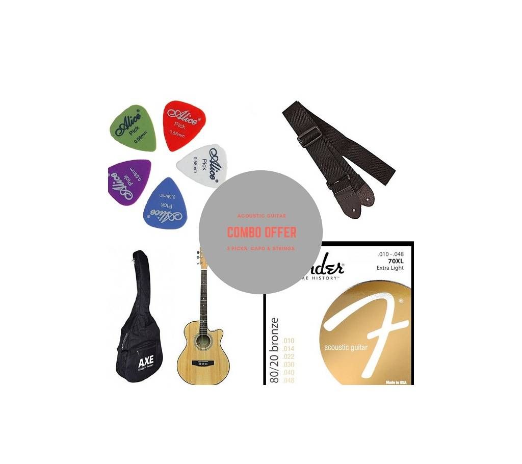 Combo Offer AXE Acoustic Guitar Original AG 48C-natural.