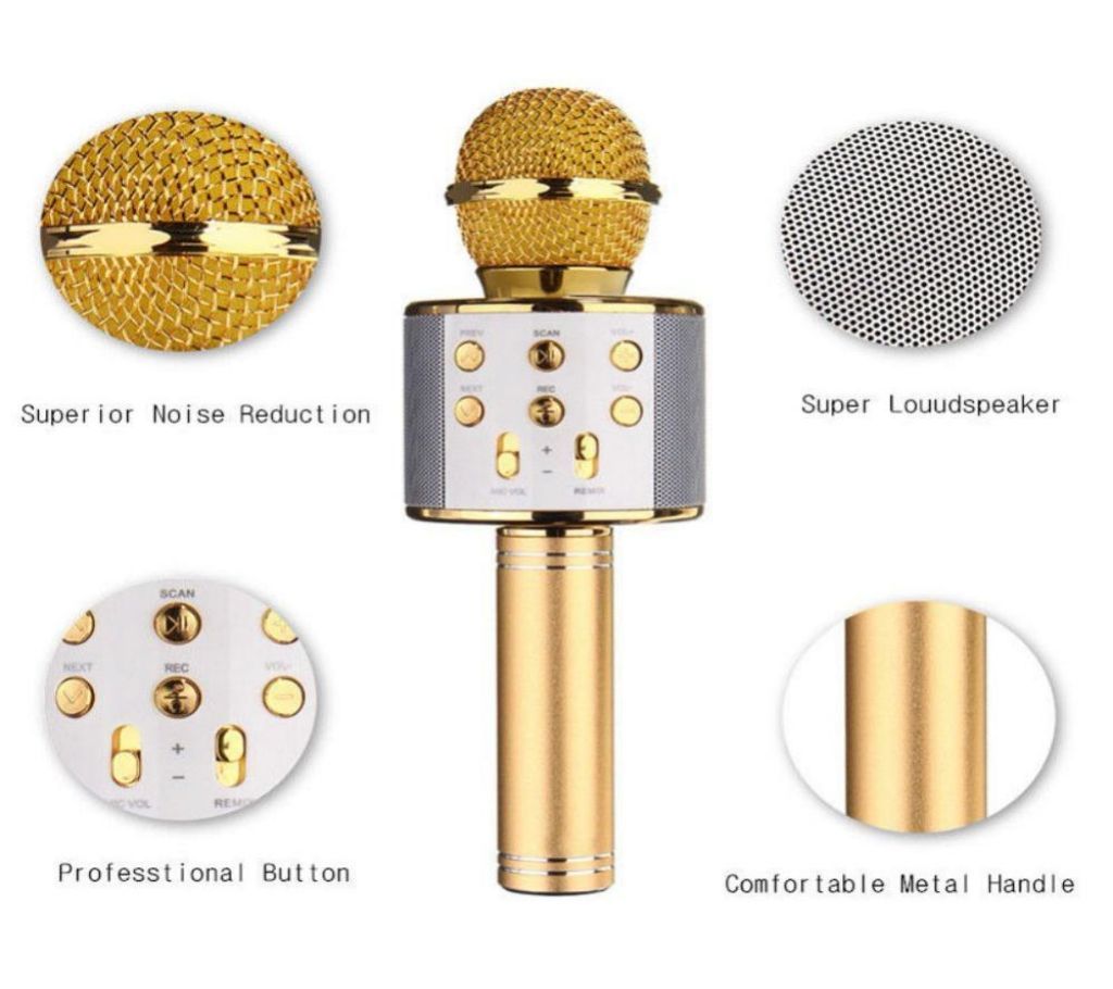 Q7 Mic Wireless Karaoke Microphone With Bluetooth Speaker Memory card and USB support