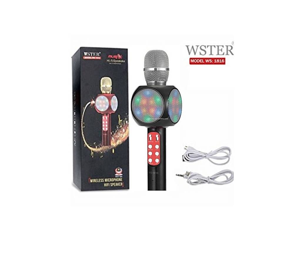 WS1816 Wireless Bluetooth Karaoke Microphone Mic USB Speaker Home KTV Play
