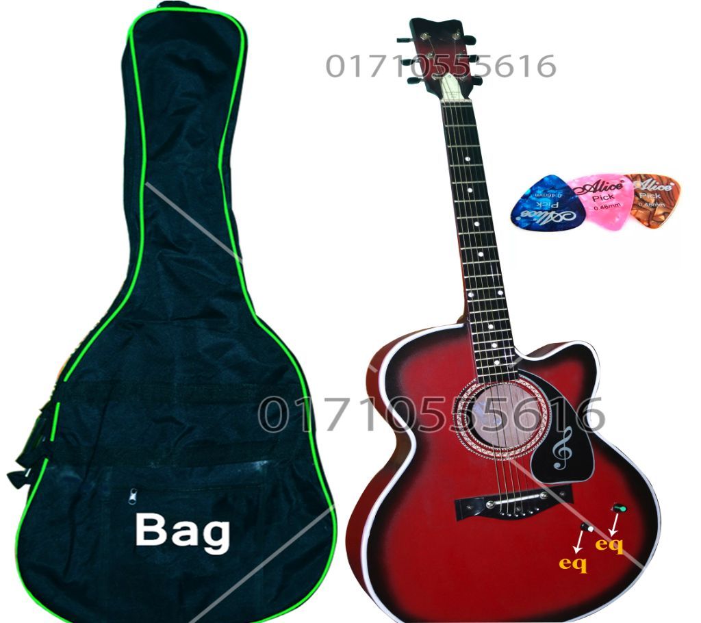 Acoustic Electric Guitar- eq,bag,pick