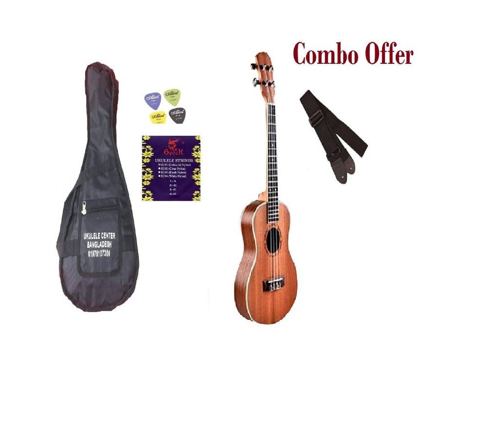 Combo of Deviser Concert Size Ukulele 24 Inch - Wooden
