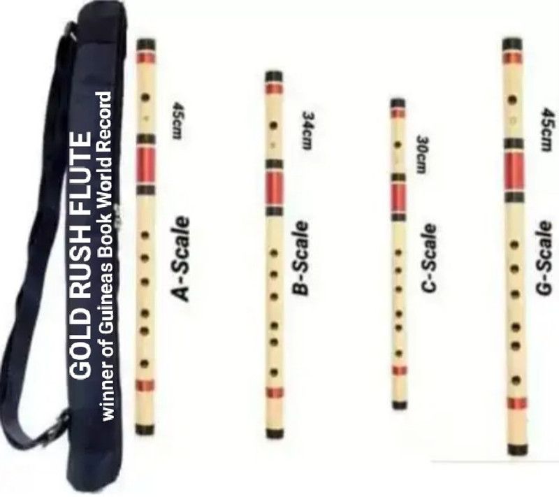 Gold Rush A +B+C+G Medium Scale SIX Holes Four Piece Flute (Bansuri) Bamboo Flute  (45 cm)
