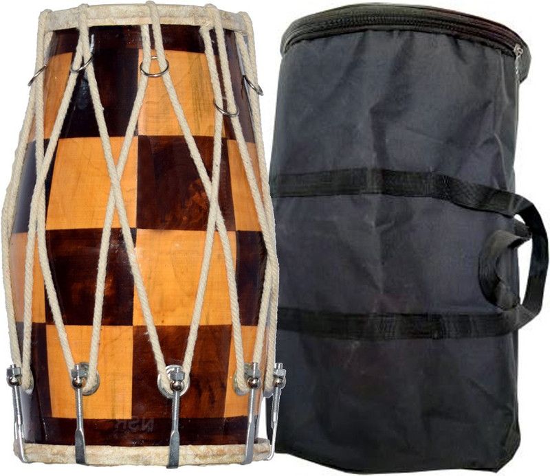 NSR NSR009 Professional Best Quality Dholak Check Design WITH BAG Nut & Bolts Dholak  (Multicolor)