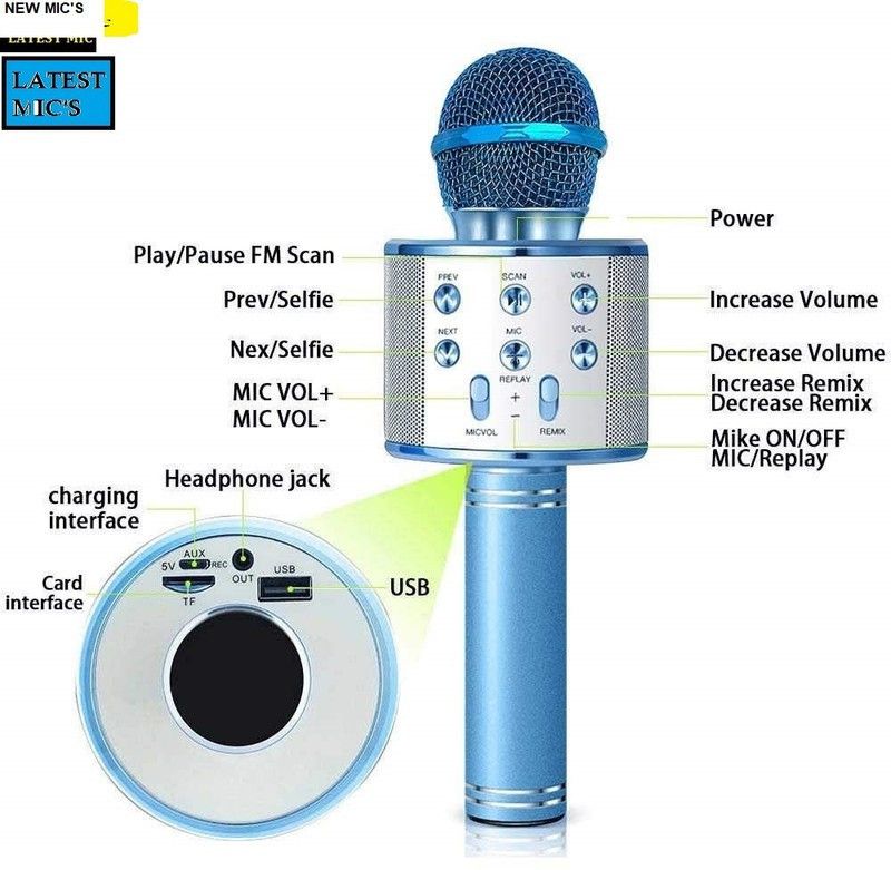Jocoto S472 MAX WS858_Bluetooth Karaoke Mic For Youtube Sing (pack of 1) Microphone
